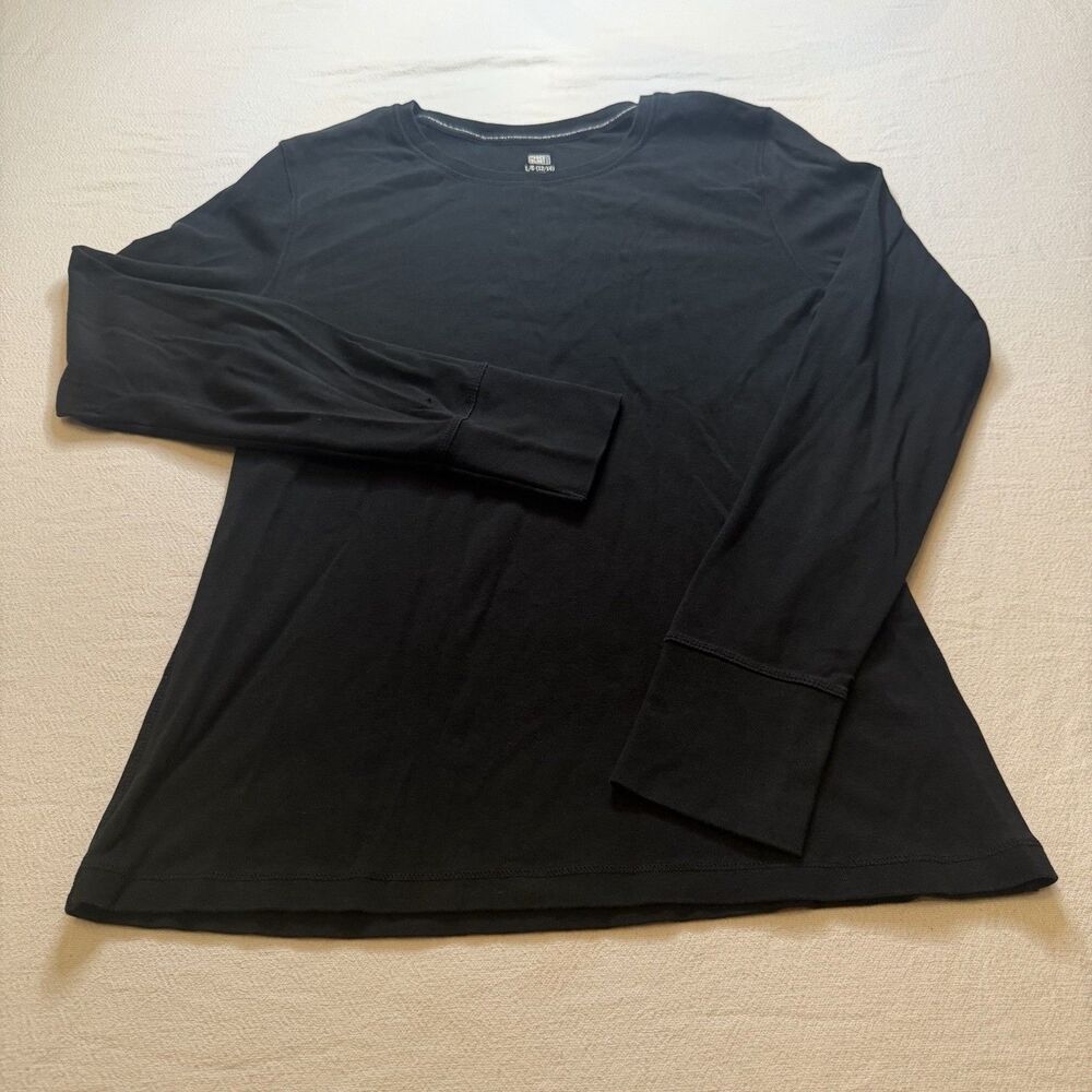 Faded Glory Women's Long Sleeve Crew-Neck T-Shirt in True Black L/G 12/14